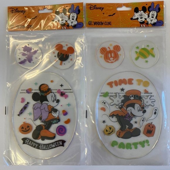 Ruz Holiday Lot Of 2 Disney Halloween Window Gel Clings Mickey
